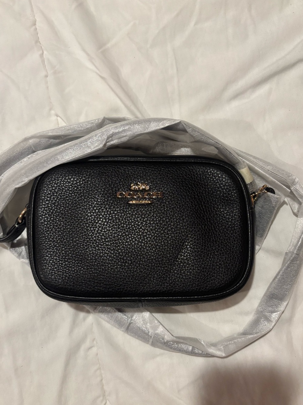 Coach Black Leather Crossbody bag with Gold Hardware